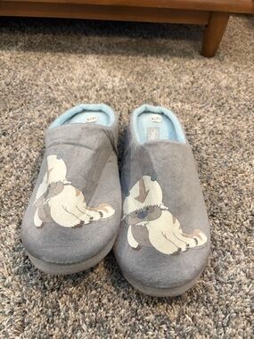 Grey Plush Slippers with Appa Graphic